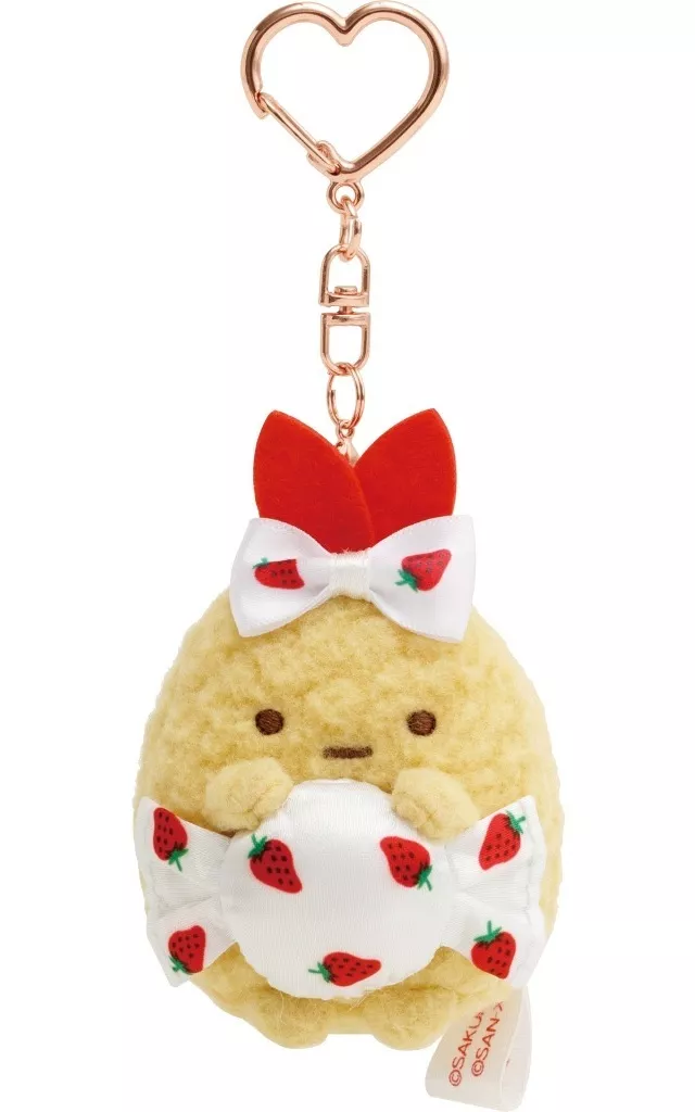 キーホルダー　えびふらいのしっぽ ぶらさげぬいぐるみ 「すみっコぐらし×サクマいちごみるくキャンディ」