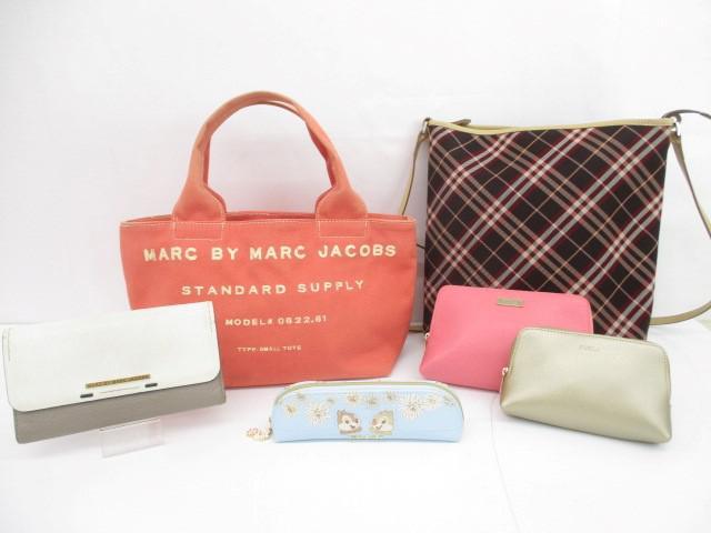 中古 バーバリー マークジェイコブス フルラ他 ショルダーバッグ トートバッグ 長財布 ポーチ等6点 レディース