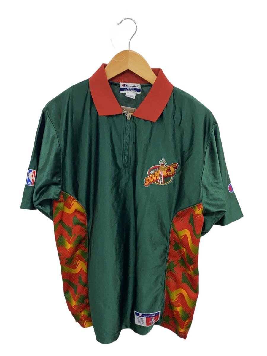 Champion◆半袖シャツ/M/ポリエステル/GRN/NBA/90s/シアトルスーパーソニックス