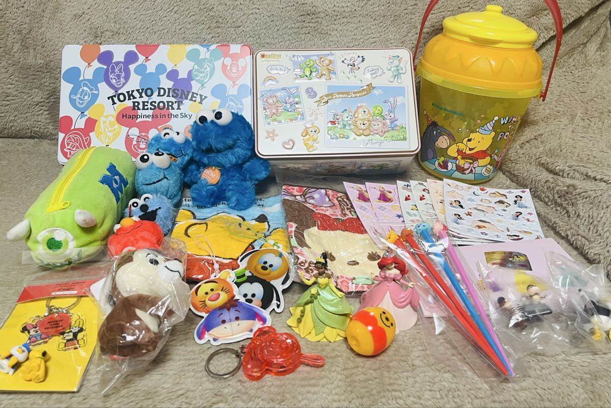 ディズニー キャラクターグッズセット ポップコーンバケット 空き缶 シール 箸