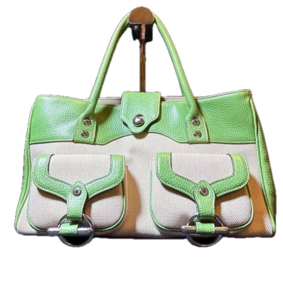極美品 ダブルポケット トフアンドロードストーン TOFF&LOADSTONE y2k トートバッグ 緑 A4 底鋲二手;物流保障;接近未使用