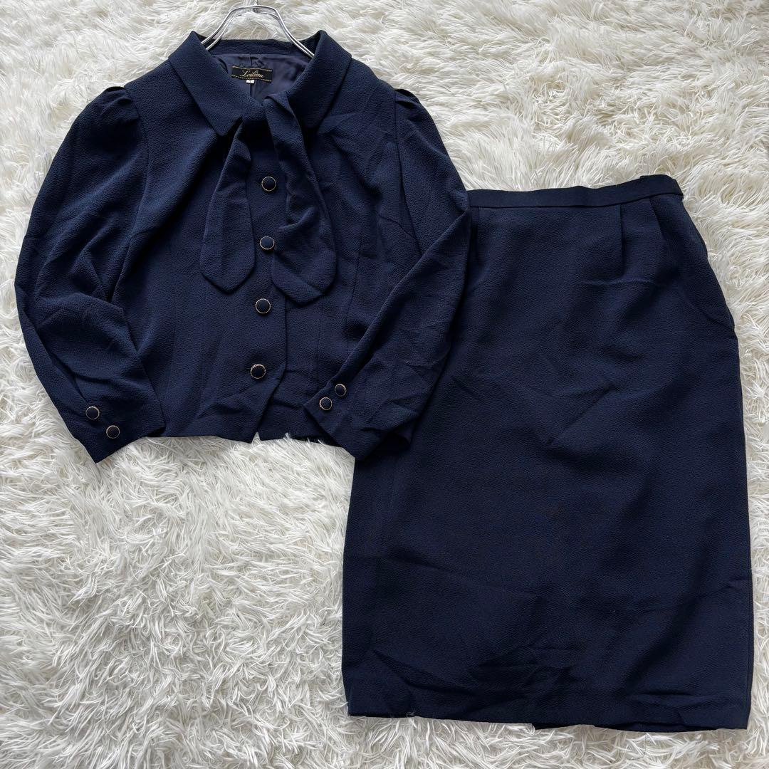 Leilian✨ボウタイ　レトロセットアップ　おしゃれボタン　丸襟　S パフ袖レリアン;没有明显的损伤或污渍