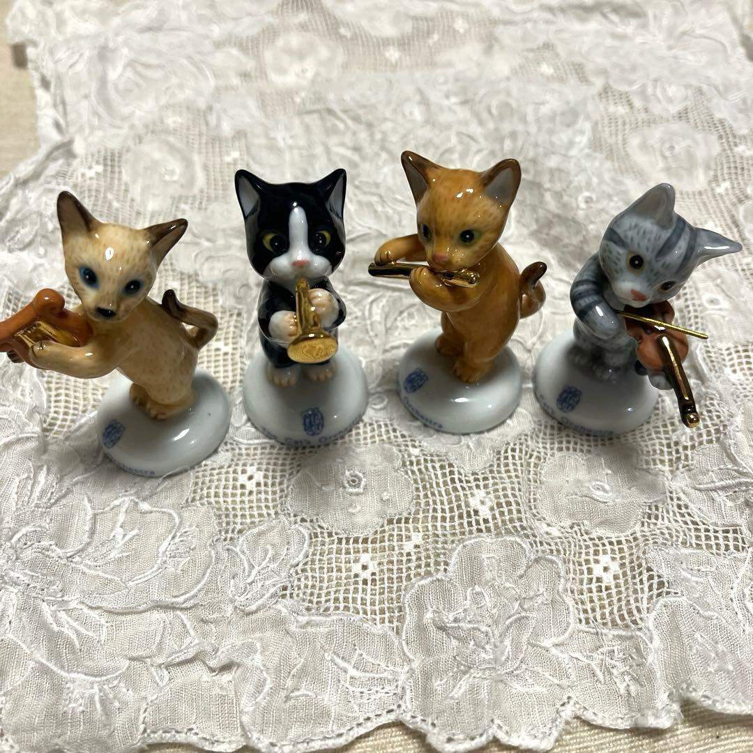 猫の楽器演フィギュア4体セット　ヴィンテージ