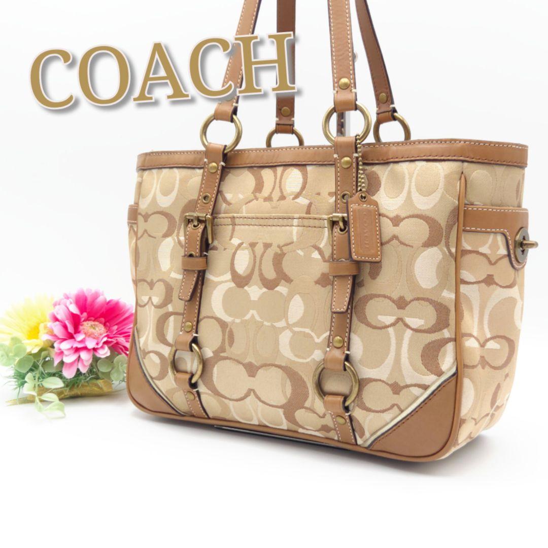 COACH✨トートバッグ ショルダーバッグ シグネチャー キャンバス ブラウンコーチ;没有明显的损伤或污渍