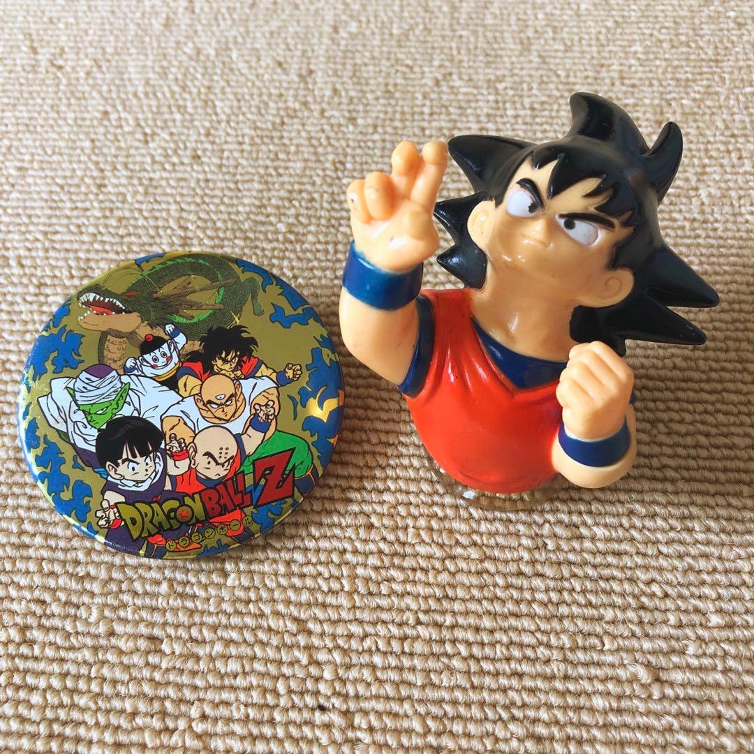 ドラゴンボールsofvi孫悟空吸盤付フィギュア&缶バッジバンダイ1990年レトロBANDAI;未使用