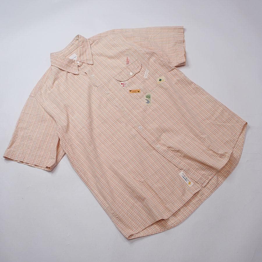 KARL HELMUT カールヘルム 半袖シャツ チェック ロゴワッペン使い