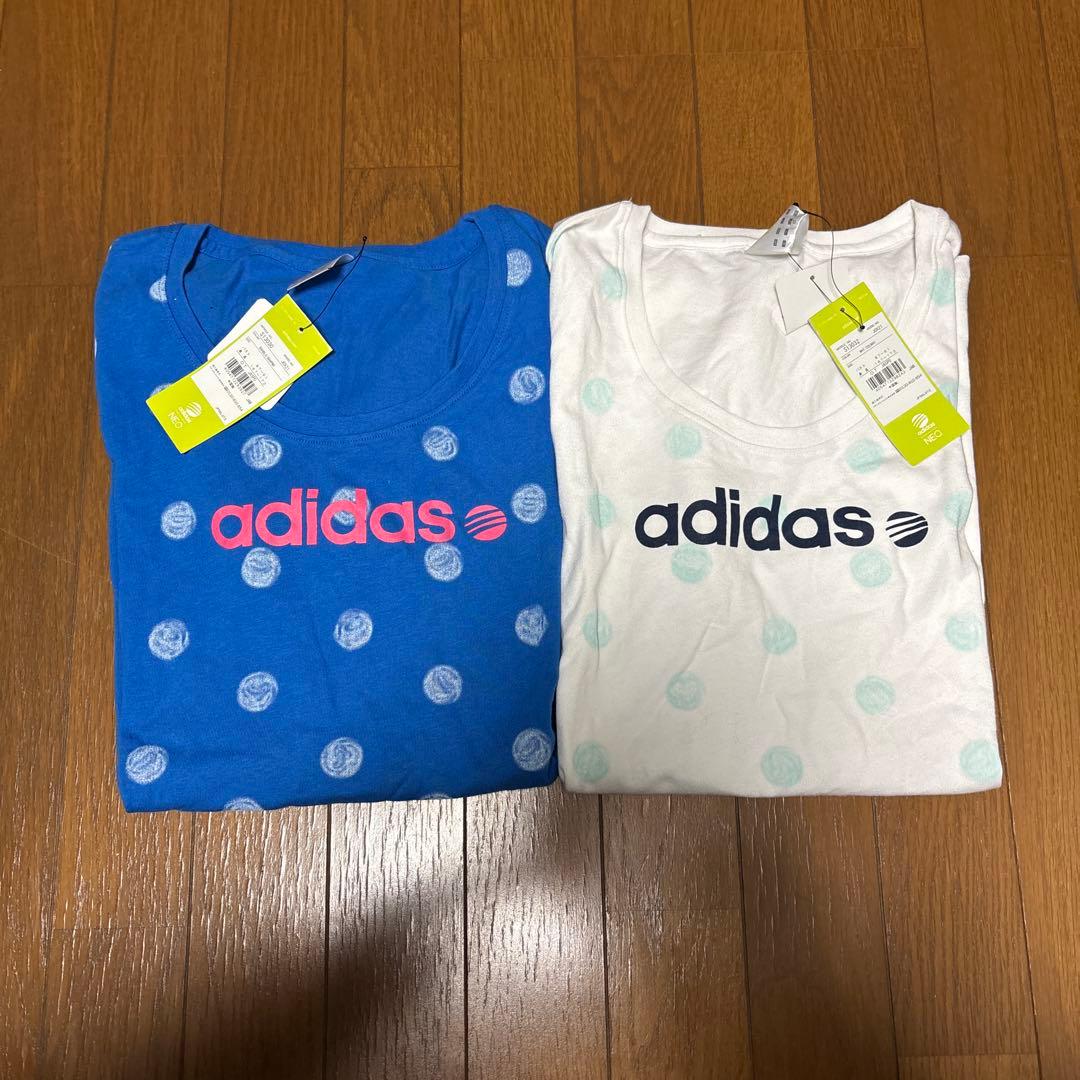 新品未使用 adidas ドット柄Tシャツ 2枚セット Oサイズ
